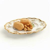 delicious nut peanut lies on beautiful plate, Ai generated photo