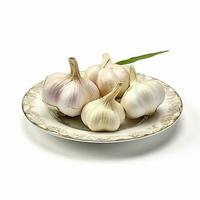 Juicy delicious garlic lies on beautiful plate, Ai generated photo