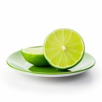 Juicy delicious lime lies on beautiful plate, Ai generated photo