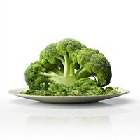 Juicy delicious broccoli lies on beautiful plate, Ai generated photo