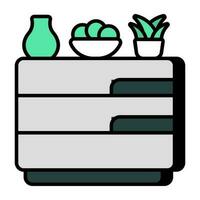 An icon design of bedside table vector
