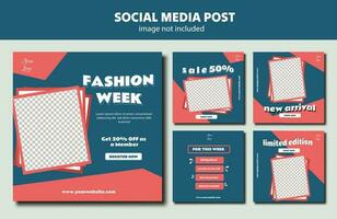 fashion social media post sale editable template collection, fashion post feed vector