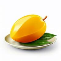 jugoso delicioso mango mentiras en hermosa lámina, ai generado foto