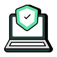 Shield with laptop showcasing laptop security vector