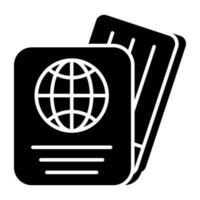 un sólido diseño icono de pasaporte, editable vector