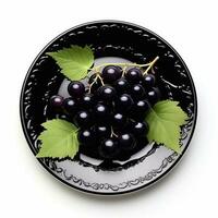 Juicy delicious blackcurrant lies on beautiful plate, Ai generated photo