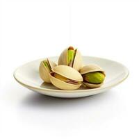 delicious nut pistachio lies on beautiful plate, Ai generated photo