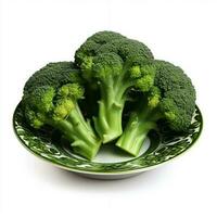 Juicy delicious broccoli lies on beautiful plate, Ai generated photo