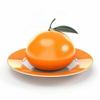 Juicy delicious orange lies on beautiful plate, Ai generated photo