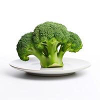 Juicy delicious broccoli lies on beautiful plate, Ai generated photo