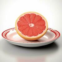Juicy delicious grapefruit lies on beautiful plate, Ai generated photo