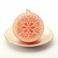 Juicy delicious pomelo lies on beautiful plate, Ai generated photo