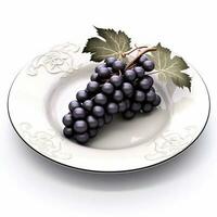 Juicy delicious grape lies on beautiful plate, Ai generated photo