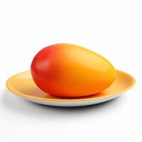 Juicy delicious mango lies on beautiful plate, Ai generated photo