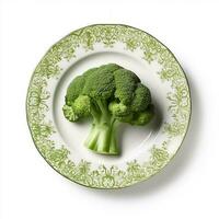 Juicy delicious broccoli lies on beautiful plate, Ai generated photo