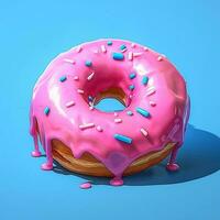 Delicious beautiful donut lies on bright background, Ai generated photo