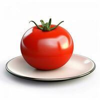 Juicy delicious tomato lies on beautiful plate, Ai generated photo