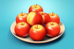 Juicy delicious apple lies on a beautiful plate, Ai generated photo