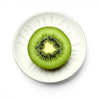 Juicy delicious kiwi lies on beautiful plate, Ai generated photo