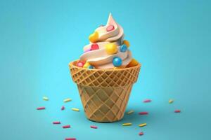 Delicious beautiful ice cream on bright background, Ai generated photo