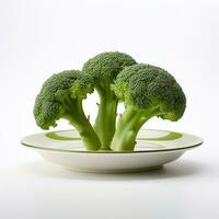 Juicy delicious broccoli lies on beautiful plate, Ai generated photo