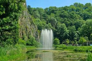 A fountain in a park in the Belgian small city Durbuy photo