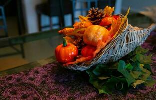 Thanksgiving Centerpiece on a Table photo
