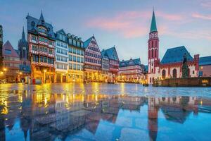 Old town square Romerberg in downtown Frankfurt, Germany photo