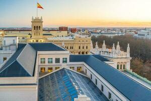 Spain's metropolis at sunset, showing the Madrid skyline photo