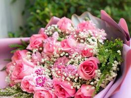Beautiful Bouquet of pink roses for a lover photo