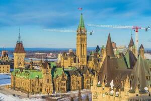 céntrico Ottawa ciudad horizonte, paisaje urbano de Canadá foto