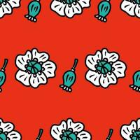 Floral seamless pattern with poppy flowers and boxes. Summer print for tee, paper, textile and fabric. vector