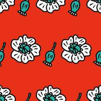 Floral seamless pattern with poppy flowers and boxes. Summer print for tee, paper, textile and fabric. vector