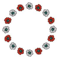 Simple floral frame with doodle poppy flowers. Perfect print for tee, sticker, postcard, poster. vector