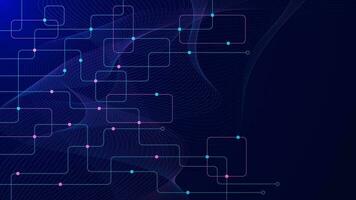 Abstract connecting lines and dots with wave flow. Network connection, social networking and global communication technology background. Vector illustration.