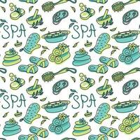 Body massage, aromatherapy, spa. Relaxation.Seamless pattern with spa attributes. vector