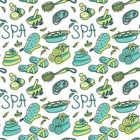 Body massage, aromatherapy, spa. Relaxation.Seamless pattern with spa attributes. vector