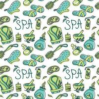 Body massage, aromatherapy, spa. Relaxation.Seamless pattern with spa attributes. vector