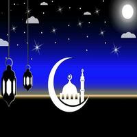 Ramadan background, Ramadan greeting card, Ramadan banner template, Ramadan background of mosque and night sky. Islamic background vector