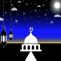 Ramadan background, Ramadan greeting card, Ramadan banner template, Ramadan background of mosque and night sky. Islamic background vector