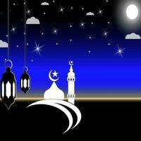 Ramadan background, Ramadan greeting card, Ramadan banner template, Ramadan background of mosque and night sky. Islamic background vector