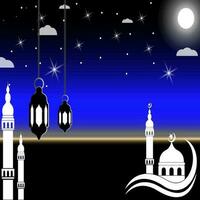 Ramadan background, Ramadan greeting card, Ramadan banner template, Ramadan background of mosque and night sky. Islamic background vector