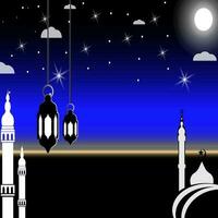 Ramadan background, Ramadan greeting card, Ramadan banner template, Ramadan background of mosque and night sky. Islamic background vector