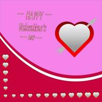 Happy Valentine Day card with gold heart background, greeting card template, invitation card vector