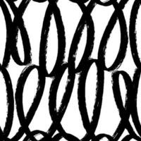 Seamless pattern with organic texture, freehand loops. Surface design with loopable bold lines, swirl brush strokes. Abstract background with wavy black Curly grunge black paint vector lines