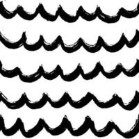 Half circles seamless pattern. Hand drawn Scallop, doodle bold lines, simple arches in horizontal structure. Black paint hand drawn background. Simple geometric vector illustration for wrapping paper.