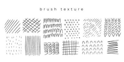 Different types of hatching, hand drawn textured patterns. thin brush rough organic ornaments for decorations. Vector texture backdrops.