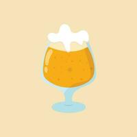 Glass of beer. Glass full with blond beer and foam. vector