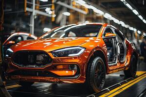 Car service. Car in workshop. Auto repair. Automotive industry. photo