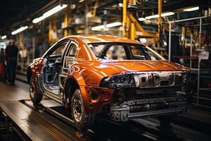 Car service. Car in workshop. Auto repair. Automotive industry. photo